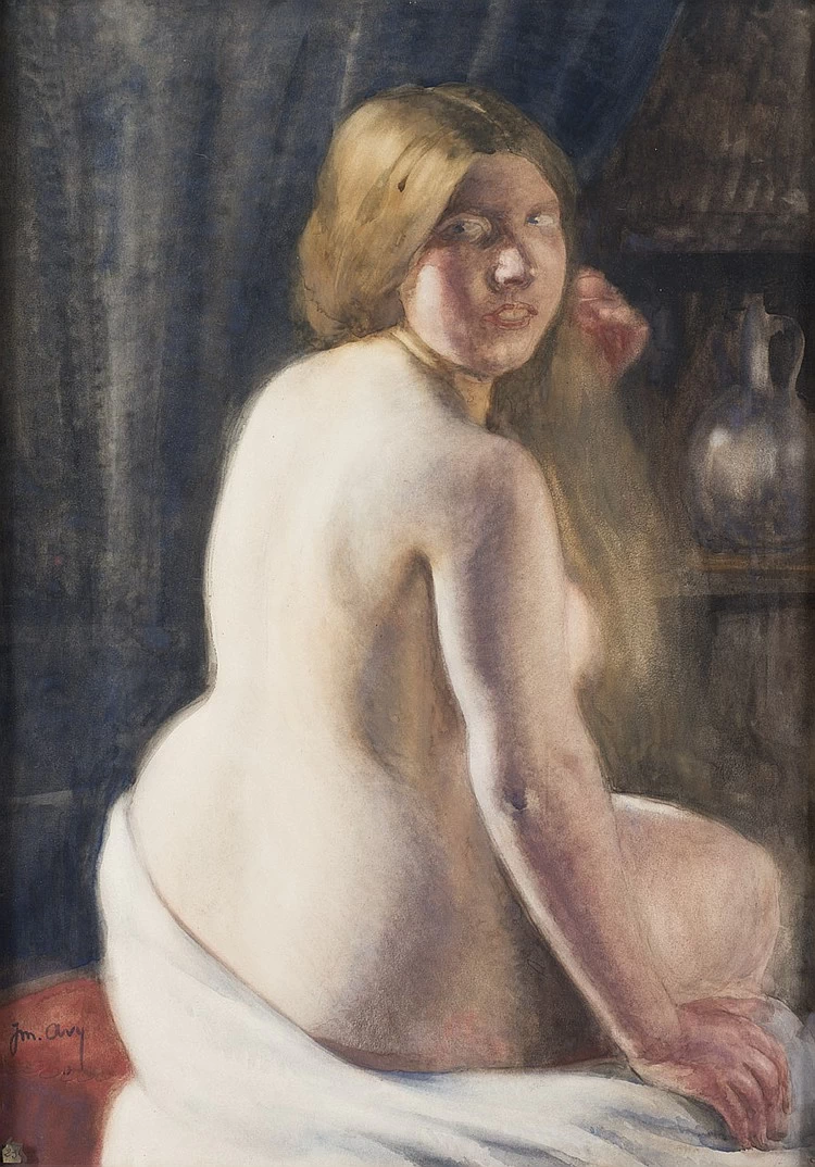 Donna bruna nuda in drappo